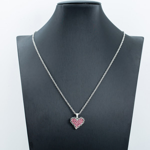 Collar con colgante de acero inoxidable en forma de corazón con diamantes de imitación rosas para mujer, regalo - Product Image 2