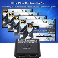 Commutateur HDTV 8K 2 entrées 1 sortie bidirectionnel HD 2.1, répartiteur 8K 60Hz 4K 120Hz HDCP 2.3 HDR alimenté par USB pour PS5 PS4 Xbox TV Projecteur