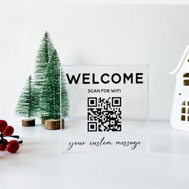 Acrylic Square QR Code Cube Block for Guest Wifi Password 4"x4" 5"x5" 6"x6" Block