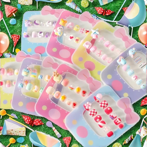 Lot de 12 ongles à presser pour enfants de 3 à 6 ans, pour filles, adhésifs en gelée non toxiques, détachables et étanches, ensemble de <span class=keywords><strong>faux</strong></span> ongles - Product Image 2
