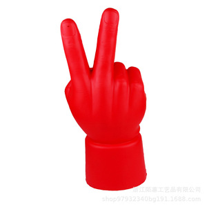 Pu Fidget Toy Hand Peace Sign Red High <b>Rebound</b> Stress Relief Gift For Kids Unisex 8 To 13 Years - Product Image 4