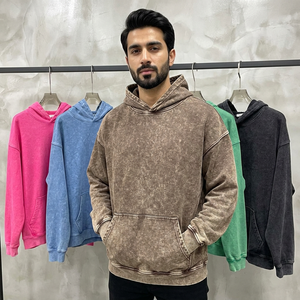 Vente en gros de haute qualité, logo personnalisé, sweat à capuche avec fermeture éclair vierge délavé à l'acide, mignon, bon marché, pour hommes - Product Image 1