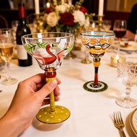 Verres à cocktail artisanaux style flamant tropical, capacité 260 ml, pour décoration intérieure et fêtes de Pâques (vente en gros)
