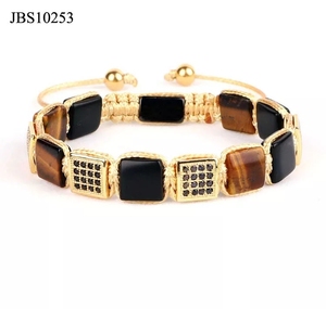<span class=keywords><strong>Pulsera</strong></span> de Macramé con Cuentas y Circonitas, con Logotipo Personalizado, de Alta Calidad, con Piedras Preciosas Cuadradas, JBS10250 - Product Image 4