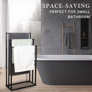 Floor Standing Modern Non-Perforated Stainless Steel Eco-Friendly Towel Rack with Hanging Rod for Bathroom <b>Storage</b> - Product Image 1