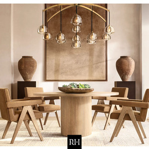 BYRON ROUND Dining <b>Table</b> RH Style furniture <b>Solid</b> <b>Wood</b> Dining <b>Table</b> - Modern Indoor Furniture for Kitchen & Living Room - Product Image 4
