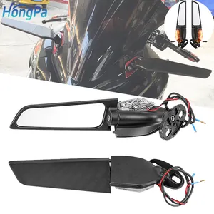 CNC Aluminum Alloy Motorcycle Adjustable Rotating Side Mirror Motorcycle LED Rear View Mirror Wind Wing Mirrors
