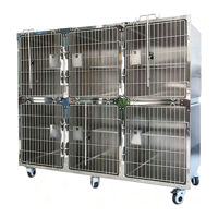 Cage d'hospitalisation et d'adaptation pour animaux en acier inoxydable de qualité médicale professionnelle, cage multi-compartiments pour animaux de compagnie