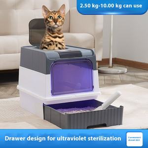 Fábrica Por Atacado Extra Grande Anti-Splash <span class=keywords><strong>Litter</strong></span> Cat <span class=keywords><strong>Box</strong></span> Totalmente Fechado Top-Entry Esterilização Desodorante 20L Plástico Toalete - Product Image 2