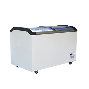 Kenkuhl 400L hiển thị ngực Tủ đông Icecream thịt Tủ đông thương mại Máy làm lạnh với Glass Top đôi cong - Product Image 1