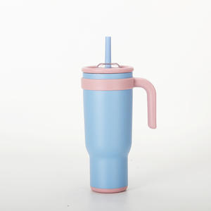 2025 40oz nouveau contraste américain en acier inoxydable Thermos tasse paille 1.2L voiture tasse grande capacité extérieur eau tasse voyage poignée - Product Image 6