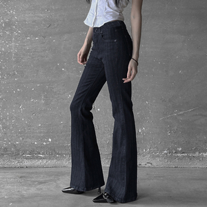 Nouveau pantalon femme 2025 coupe droite mi-plate respirant écologique vintage patchwork en polyester/coton délavé à la pierre - Product Image 4