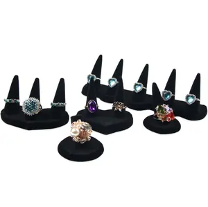 Black Velvet Finger Ring Display Showcase Organizer Holder Jewelry Storage Jewelry Jewel Ring Display