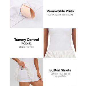 FOXA Athletic <b>Dress</b> For Women V Neck Tennis <b>Dress</b> With Contrast Trim Pleated Active Wear Casual <b>Dress</b> - Product Image 4