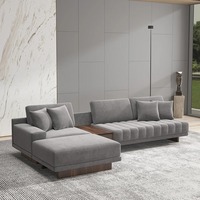 Canapé d'angle modulaire élégant en forme de L, sectionnel en tissu, siège extra large, pour salon familial, design ergonomique moderne