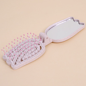 Cepillo de Viaje para el Cabello con Espejo, Ecológico, de Paja de Trigo, Plegable, para Mujeres y Niños, con Diseño de Hoja y Flor, Compacto, Mini, Bonito Juego de Peines - Product Image 4