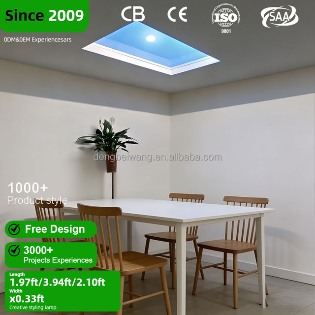 Indoor Artificial Sunlight LED SMD2835 90 CRI IP54 6000K Daylight Alert Coastal Recessed PC Blue Sky Rooflight 24W Virtual Panel