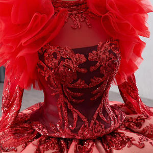 Jancember 241133 Chic rouge musulman paillettes robe de bal robes de soirée pour la fête - Product Image 2