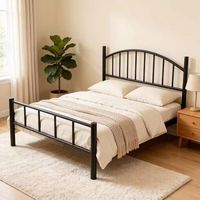 Cadre de lit pour enfants en métal avec tête de lit cintrée, style vintage en fer forgé, montage facile, vente en gros pour dortoirs et Airbnb