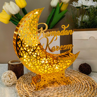 Ornements lumineux acryliques créatifs décoration de vacances islamique or avec décoration de table de fête de lumières LED