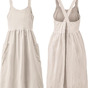 Tablier dos croisé en coton et élasthanne pour femme avec poches, tissu respirant anti-UV pour la pâtisserie, le jardinage et le travail de chef - Product Image 1