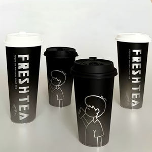 לוגו מותאם אישית כיתה פלסטיק 16 עוז 24 עוז iml חד פעמי קשה עמ '90 מ "מ קליבר-עובש תיוג בועה חלב תה עם מכסה - Product Image 6