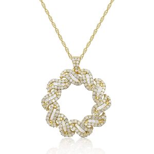 Collar con Colgante de Diamantes en Espiral de Ornaatis, Oro Amarillo sobre Plata de Ley, 1.18 Quilates en Total, Corte Redondo y Baguette, para Mujer, para Boda - Product Image 1
