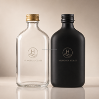 Bouteilles en verre plates de haute qualité 200 ml 20 cl, noires et transparentes, pour spiritueux, whisky, ou café froid, avec bouchon à vis