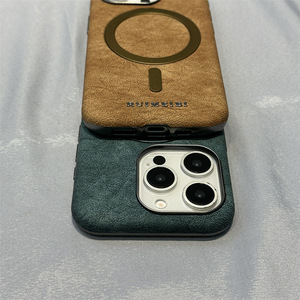 Sang Trọng Cổ Điển Mạ Điện Người Đàn Ông Kinh Doanh Phong Cách Da Điện Thoại Từ Trường Hợp Đối Với <span class=keywords><strong>iPhone</strong></span> 16 15 14 13 Pro Max Cộng Với - Product Image 4