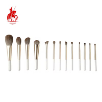 Ensemble de 13 pinceaux de maquillage professionnels de luxe en aluminium blanc avec logo personnalisé, vente en gros, étiquette privée