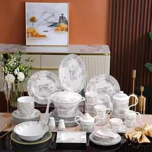 Wholesale Luxury Porcelain <b>Dinnerware</b> <b>Sets</b> with Animals and Flowers Ceramic Plate Designer <b>Dinnerware</b> on Sale - Product Image 1