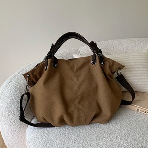 Japanese Style Tote Bag Women Large Capacity Canvas Brown Horizontal <b>Square</b> Zipper Closure Shoulder Crossbody Bag Everyday Use - Product Image 1
