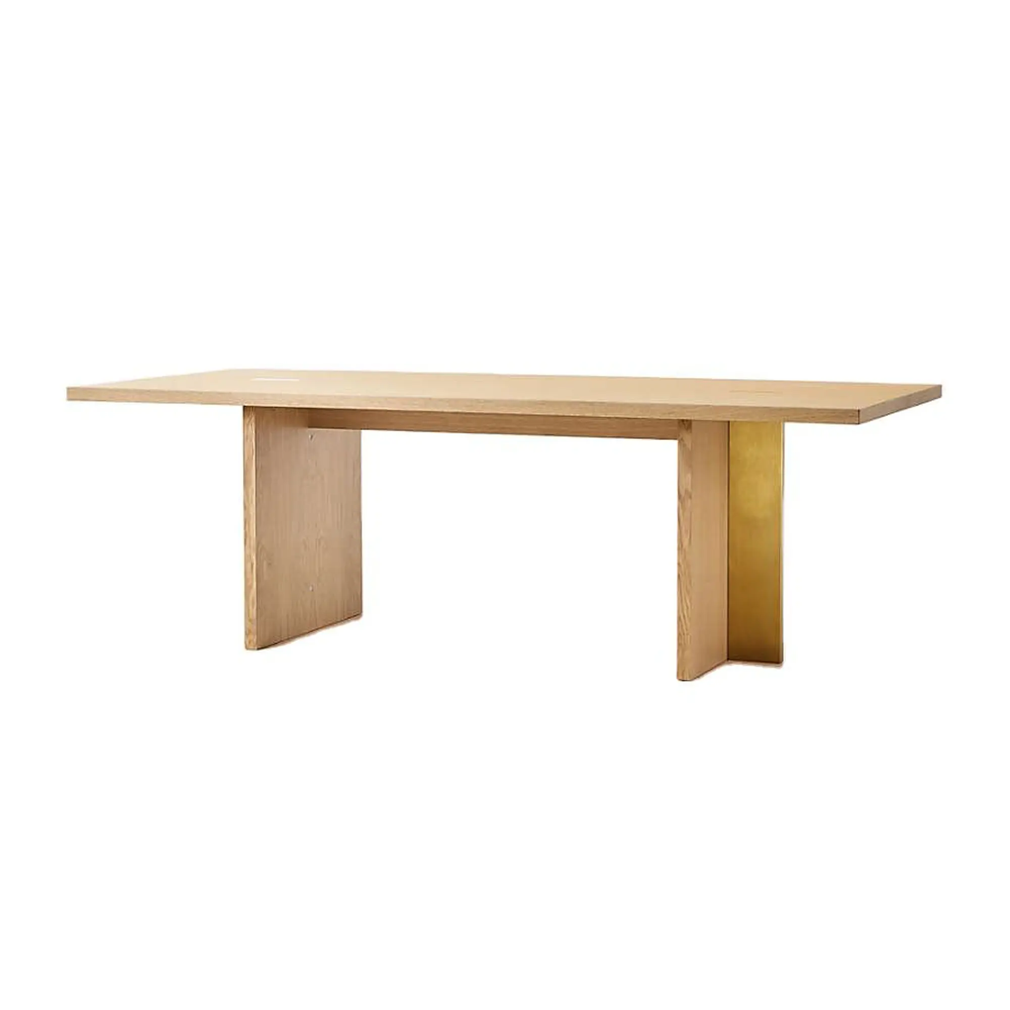 Table à manger moderne en bois de 10 places, en chêne naturel, avec pieds en métal doré, pour salle à manger