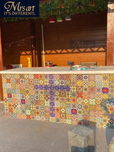 Azulejos de Cerámica Pequeños con Diseño Artístico, Azulejos en Forma de Flor para Borde de Piscina, Azulejos en Relieve para Pared, Estilo Mediterráneo y Americano - Product Image 4