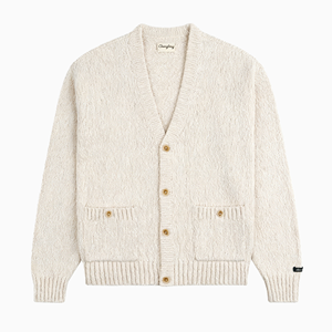 <span class=keywords><strong>Cardigan</strong></span> da Uomo Personalizzati Lunghi Colorati Crema Trasparenti di Alta Qualità con Bottoni e Vestibilità Aderente in Vita - Product Image 2