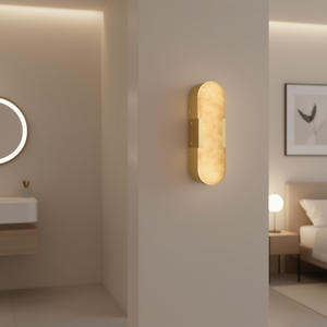 Applique murale en marbre naturel doré 13,8 pouces, éclairage intérieur moderne pour salle de bain, chambre, salon, couloir - Product Image 2