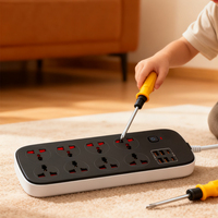 Multiprise universelle avec 4 ports USB-A et 2 ports USB-C, protection contre les surtensions 10A, câble d'extension de 2m