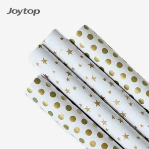 Joytop 도매 27.5x19.7 인치 100gsm 폴카 도트 스타 라인 청동 선물 종이 포장지 축제