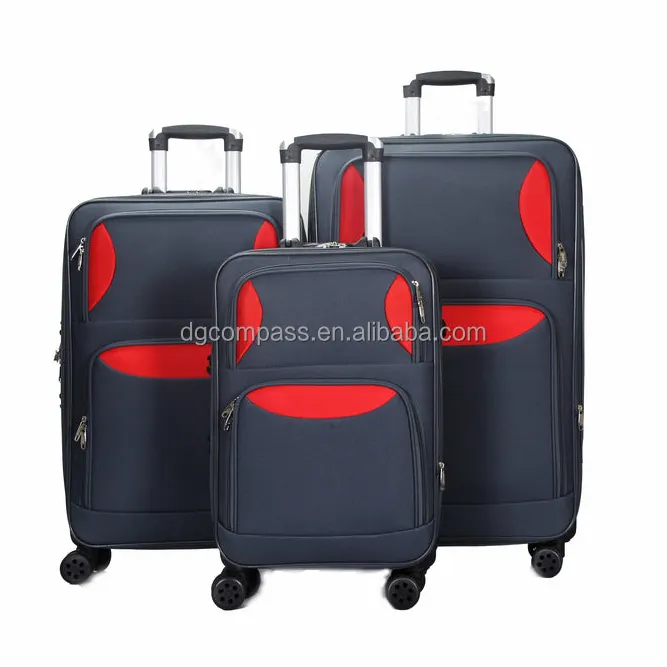 Custom Logo 600D Polyester Trolley Luggage Bag Set Unisex Spinner Wheels with Oxford EVA Soft Suitcase Customizable Suitcase