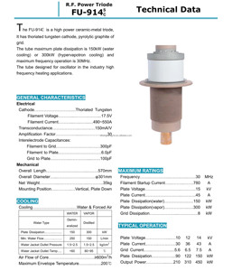 หลอดออสซิลเลเตอร์อิเล็กตรอนไตรโอด RF รุ่น FU-914SC ของแท้จากปักกิ่ง ประเทศจีน สำหรับเครื่องความถี่สูง - Product Image 3