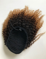 Brésilien brut Hilight Ombre #1B-4-27 Extension de queue de cheval avec cordon de serrage en cheveux humains Remy Afro-KC Human Hai Ponytails