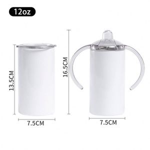 12Oz Straight Sublimation Double-Layer Stainless Steel Vacuum Baby <b>Bottle</b> Tumbler Mug Cup With Handle and Thread Lid - Product Image 5