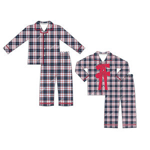 2025 nouveautés deux arcs Buffalo <span class=keywords><strong>Tartan</strong></span> pyjamas de noël enfants personnalisé coton pyjamas ensemble hiver et automne enfants pyjamas - Product Image 1