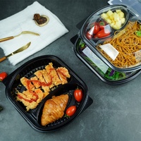 Boîtes de préparation de repas jetables en PP rectangulaires à 123 compartiments, design détachable, micro-ondables, anti-fuites