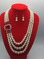 Offre Spéciale : Parures Collier et Boucles d'Oreilles Style Bohème, Créatives avec Incrustations de Strass et Pierres Précieuses, Ornées de Perles, Idéales pour Mariage ou Cadeau