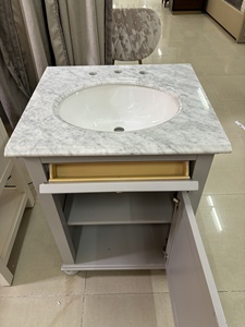 Meuble de salle de bain d'exportation original, surface en marbre, sur pied, 0,6 m, petits appartements, lavabo, vente de liquidation, prix spécial - Product Image 3
