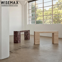 Meubles WISEMAX, meubles minimalistes italiens pour la maison, table d'entrée longue et étroite en travertin, table console pour couloir, villa
