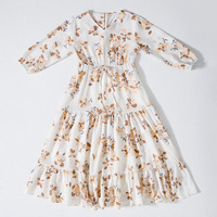 Abaya musulmane pour enfant, imprimé floral, robe longue maxi pour filles, kaftan turc arabe, robe de fête islamique, robe de fête, robe kaftan Dubaï, 2-12 ans