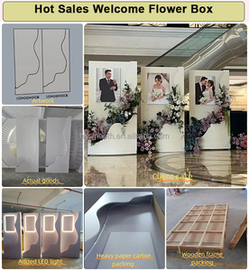 Smooth <b>Wedding</b> Decoration Event Decor 8ft Tall PVC Acrylic <b>Wedding</b> Photo Wall Welcome Sign Backdrop With Light Flowers <b>Box</b> - Product Image 5