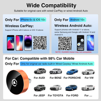GRANDNAVI Orange Dongle CarPlay 2-en-1 Adaptateur CarPlay filaire vers sans fil avec connexion ultra-rapide pour iPhone